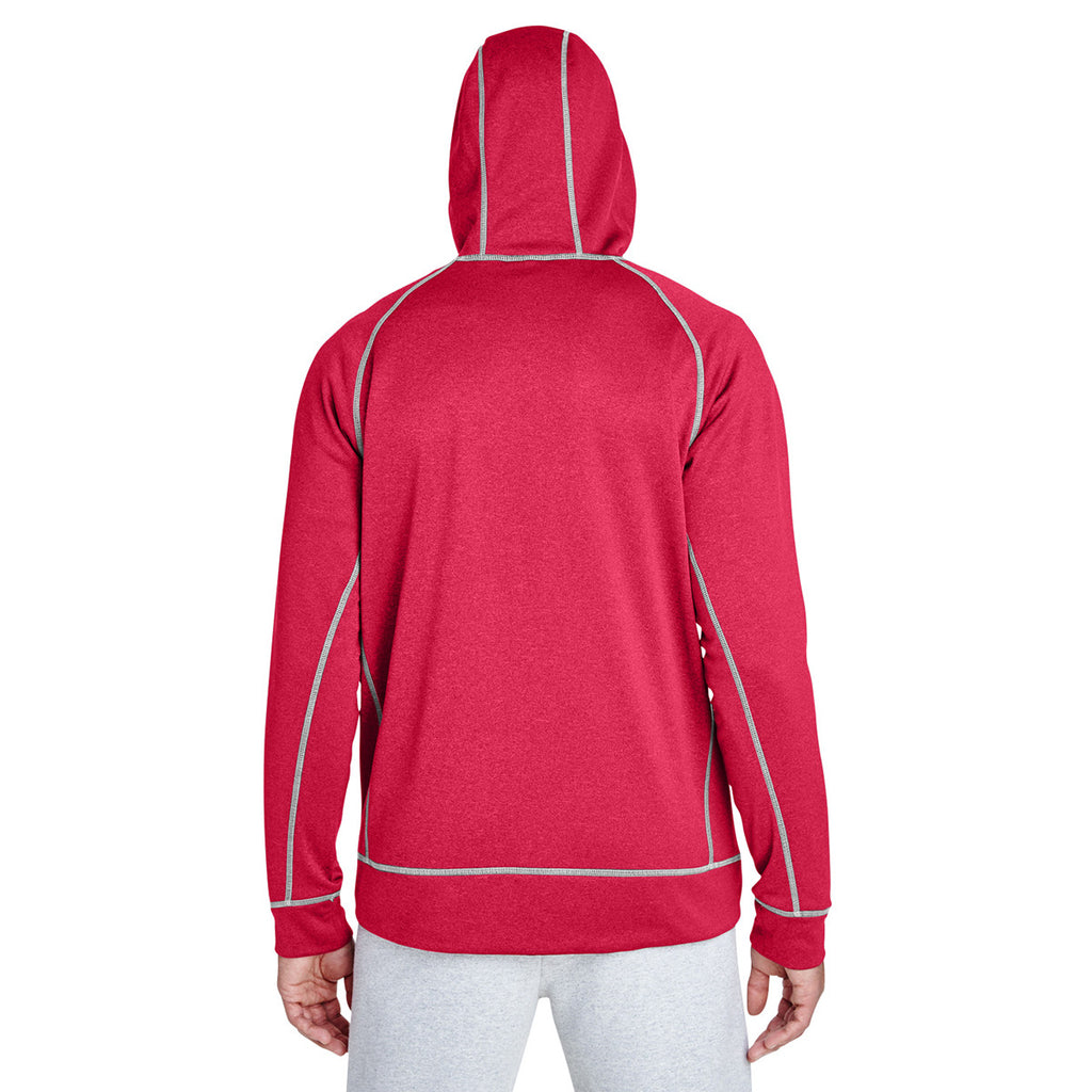 Team 365 Men's Sport Red Heather/Sport Silver Excel Melange Performance Fleece Jacket