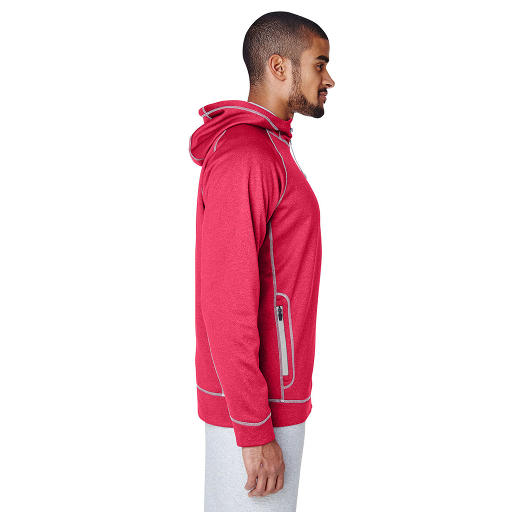 Team 365 Men's Sport Red Heather/Sport Silver Excel Melange Performance Fleece Jacket