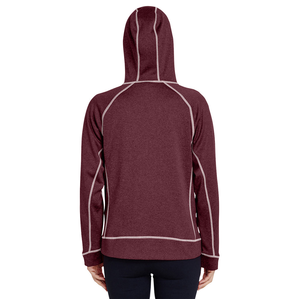 Team 365 Women's Sport Maroon Heather/Sport Silver Excel Melange Performance Fleece Jacket