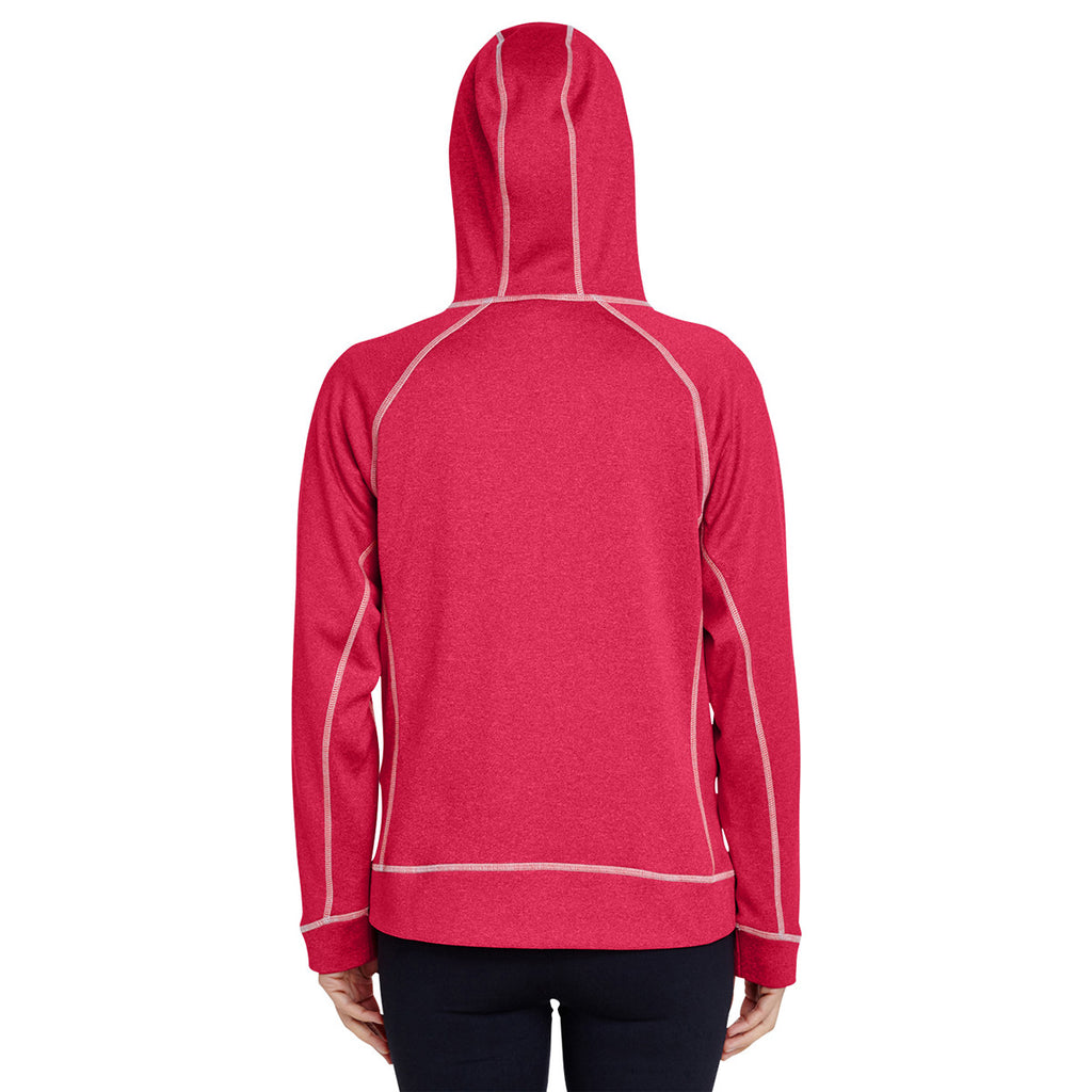 Team 365 Women's Sport Red Heather/Sport Silver Excel Melange Performance Fleece Jacket