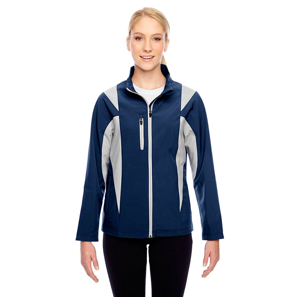 Team 365 Women's Sport Dark Navy/Sport Silver Icon Colorblock Soft Shell Jacket