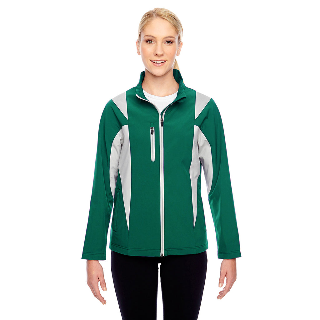 Team 365 Women's Sport Forest/Sport Silver Icon Colorblock Soft Shell Jacket