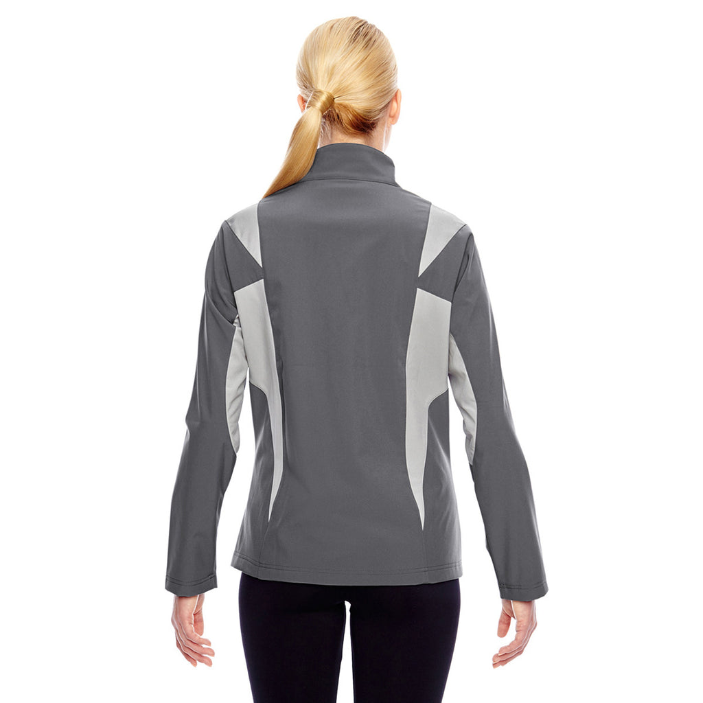 Team 365 Women's Sport Graphite/Sport Silver Icon Colorblock Soft Shell Jacket