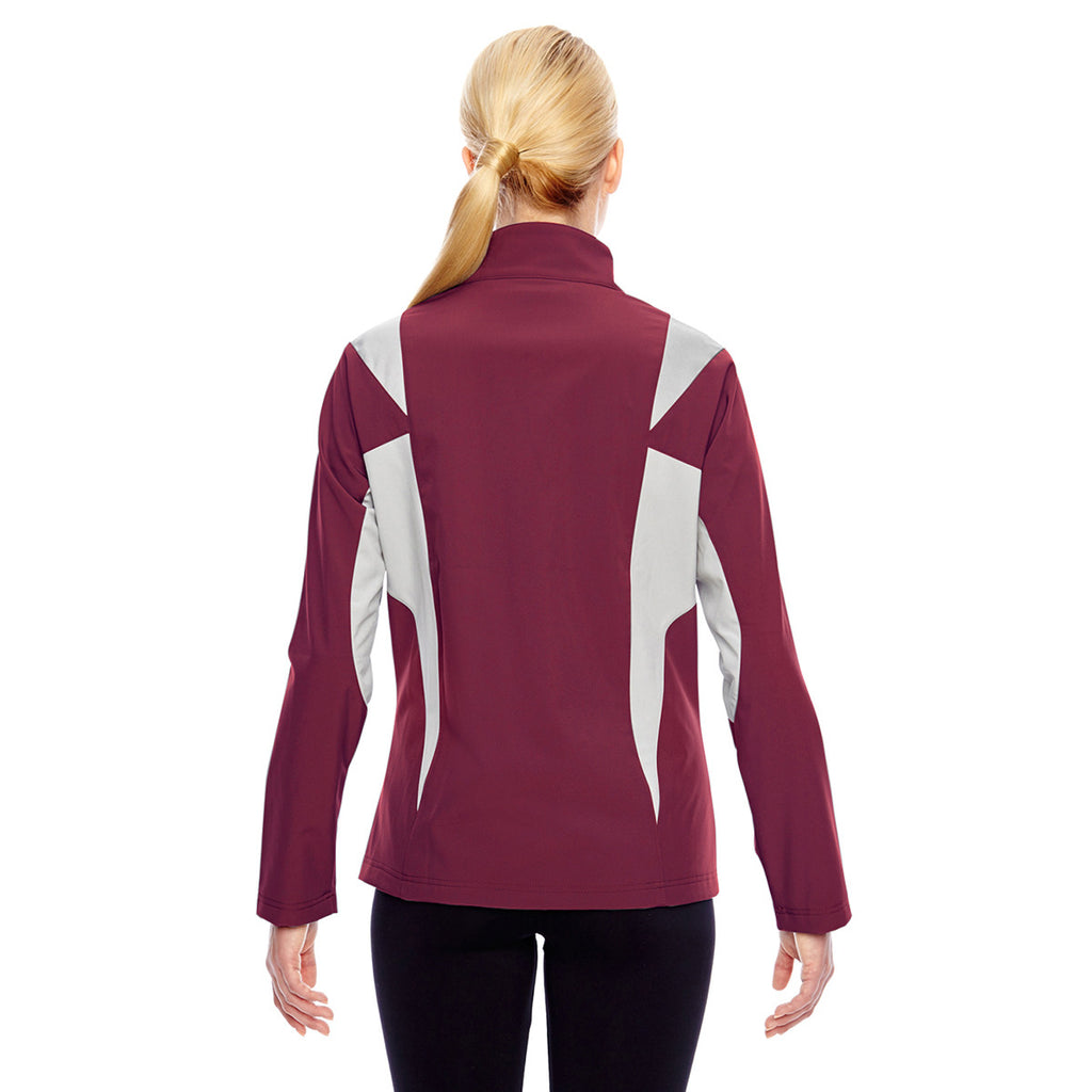 Team 365 Women's Sport Maroon/Sport Silver Icon Colorblock Soft Shell Jacket