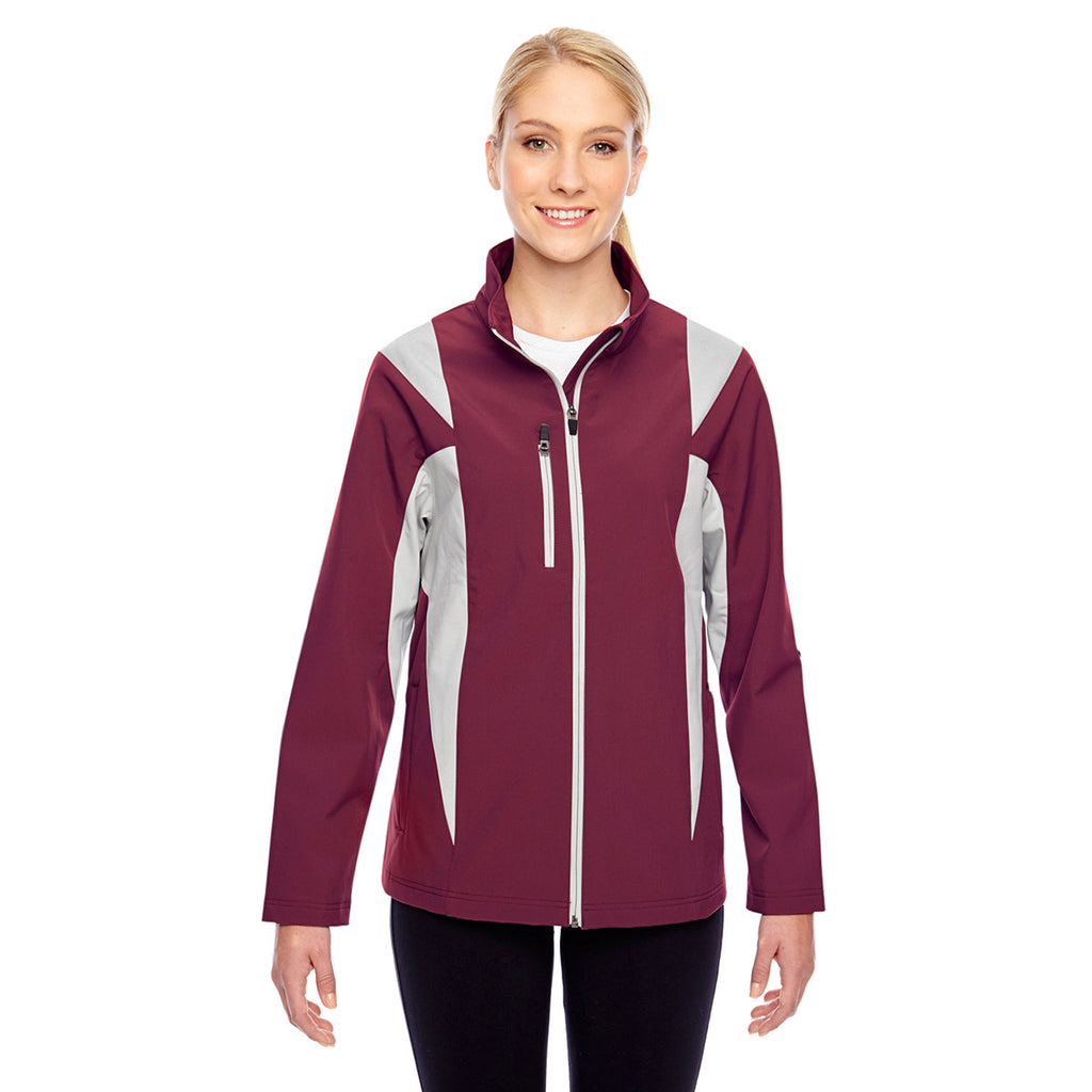 Team 365 Women's Sport Maroon/Sport Silver Icon Colorblock Soft Shell Jacket