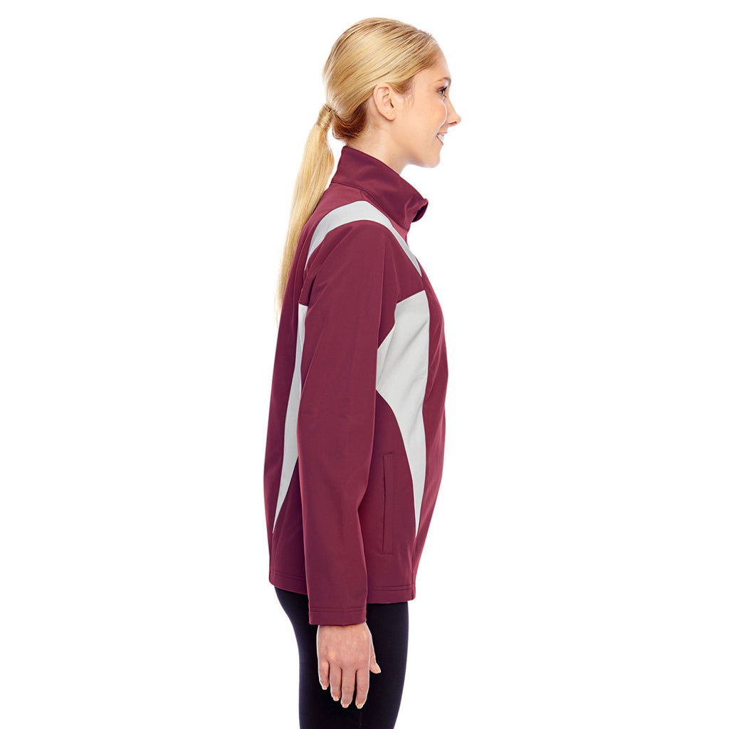 Team 365 Women's Sport Maroon/Sport Silver Icon Colorblock Soft Shell Jacket