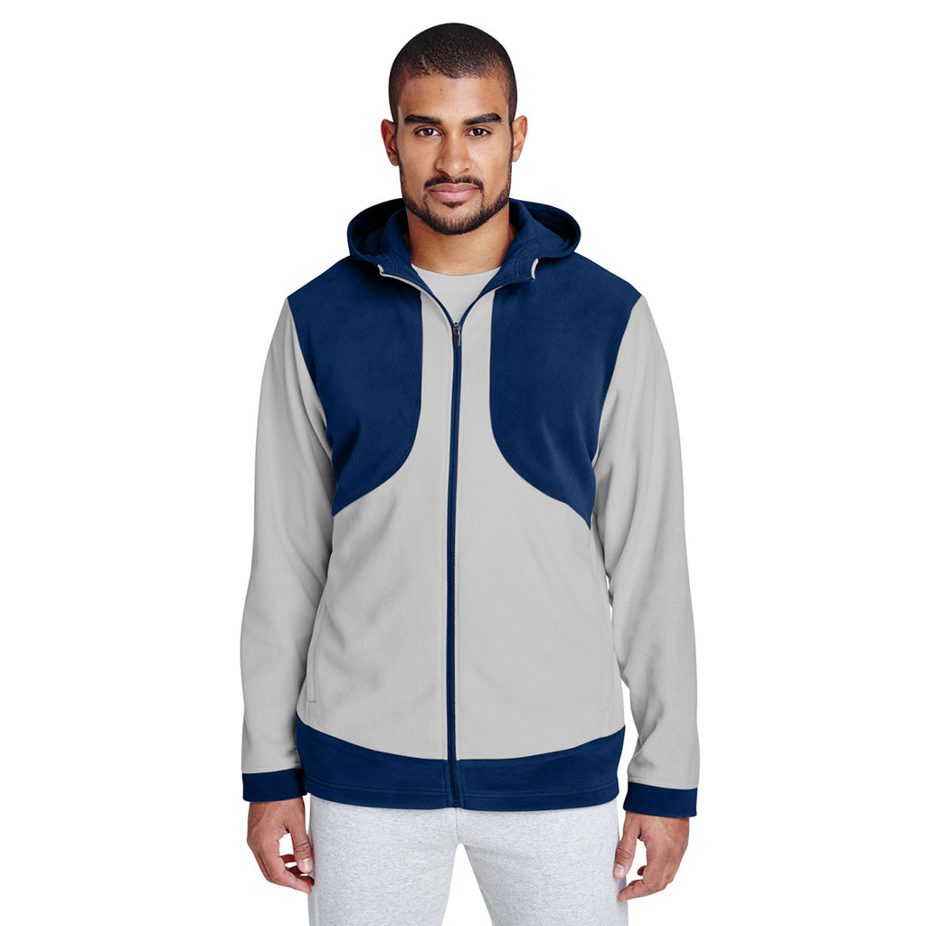 Team 365 Men's Sport Dark Navy/Sport Silver Rally Colorblock Microfleece Jacket