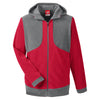 Team 365 Men's Sport Graphite/Sport Red Rally Colorblock Microfleece Jacket