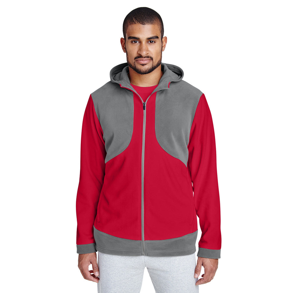 Team 365 Men's Sport Graphite/Sport Red Rally Colorblock Microfleece Jacket