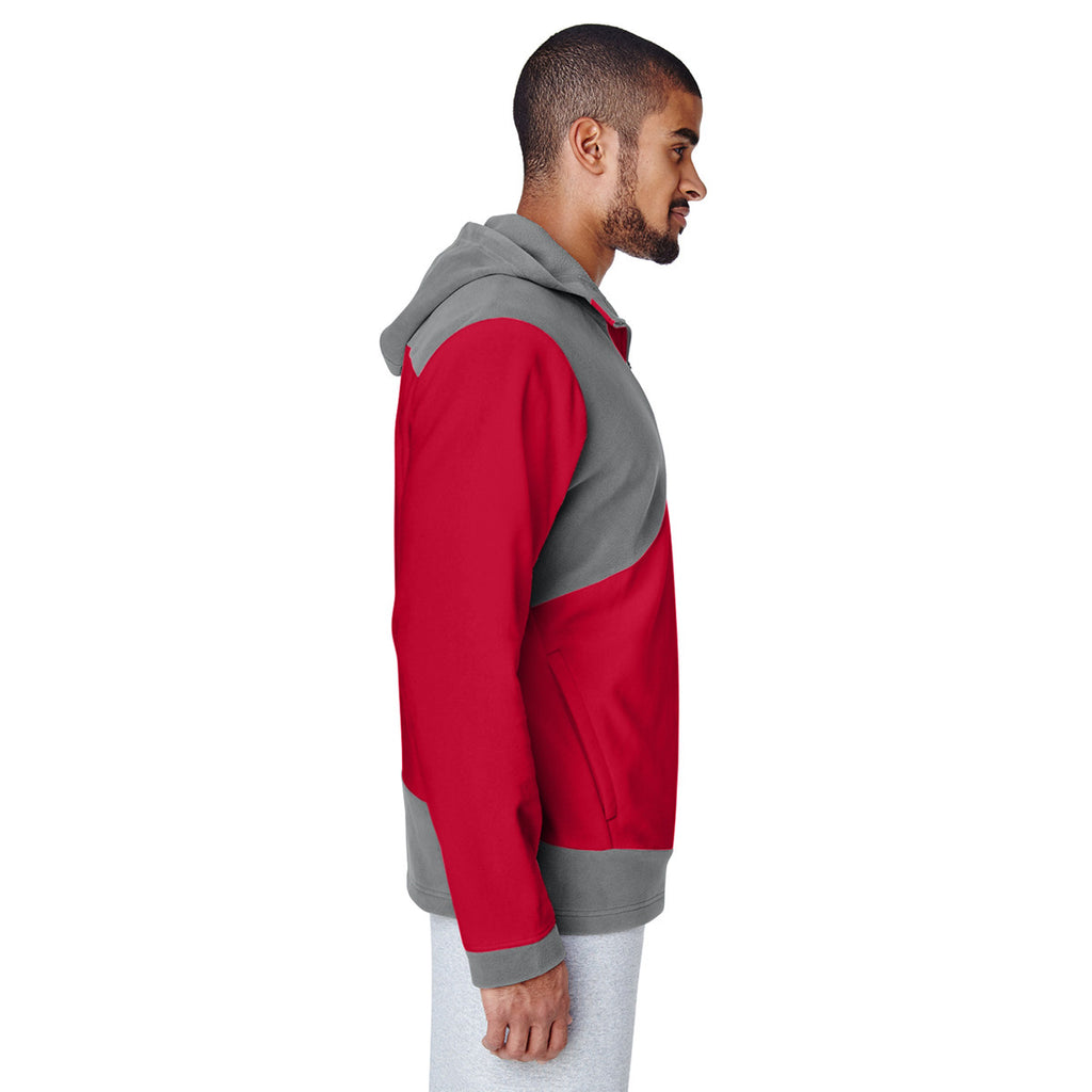 Team 365 Men's Sport Graphite/Sport Red Rally Colorblock Microfleece Jacket