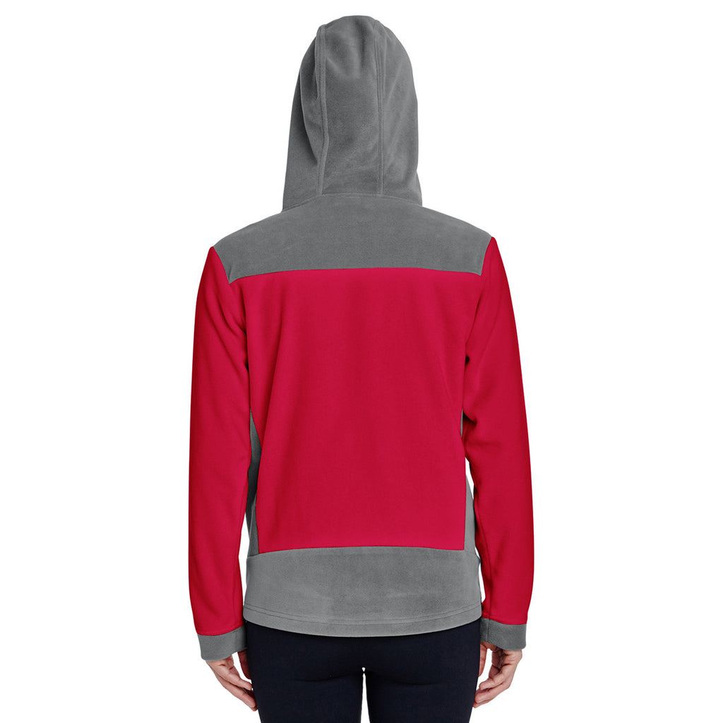 Team 365 Women's Sport Graphite/Sport Red Rally Colorblock Microfleece Jacket