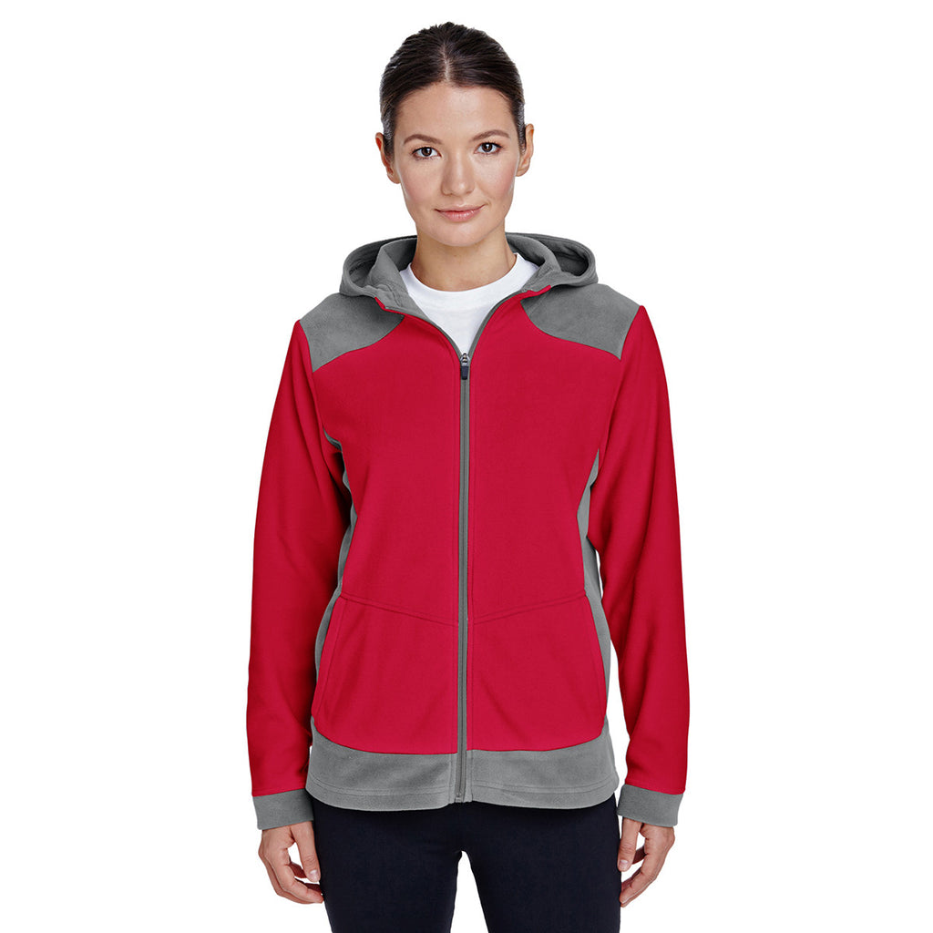 Team 365 Women's Sport Graphite/Sport Red Rally Colorblock Microfleece Jacket