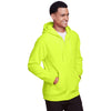 Team 365 Men's Safety Yellow Zone HydroSport Heavyweight Full-Zip Hooded Sweatshirt