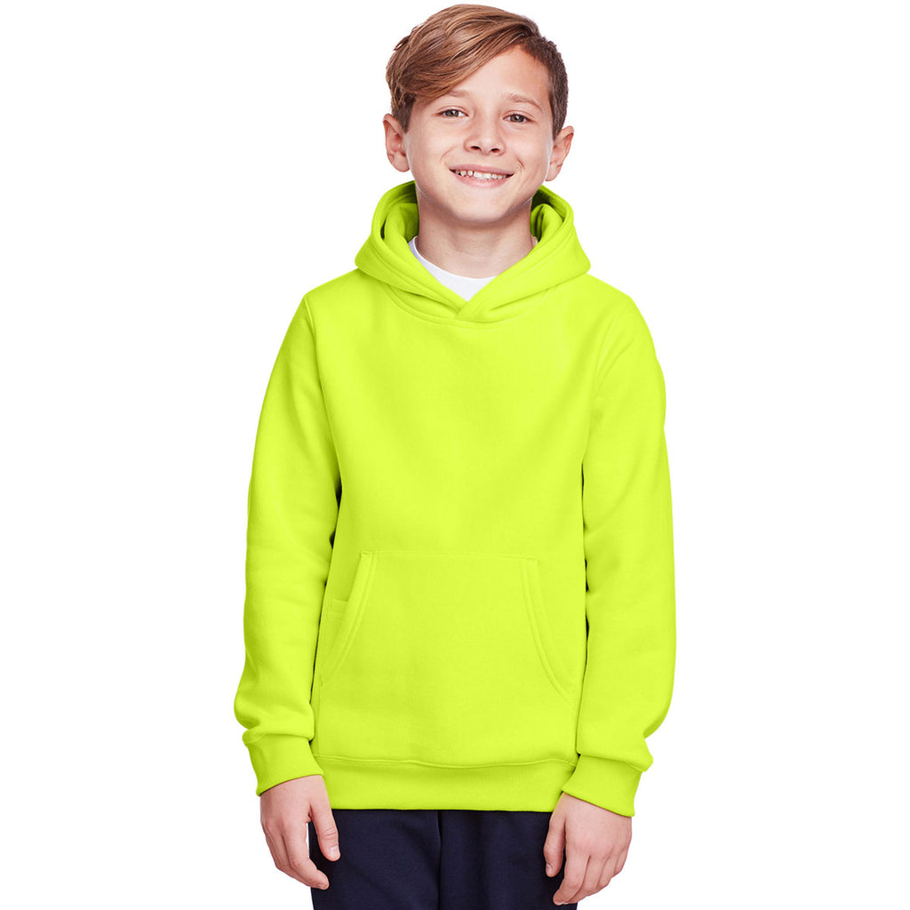 Team 365 Youth Safety Yellow Zone HydroSport Heavyweight Pullover Hooded Sweatshirt