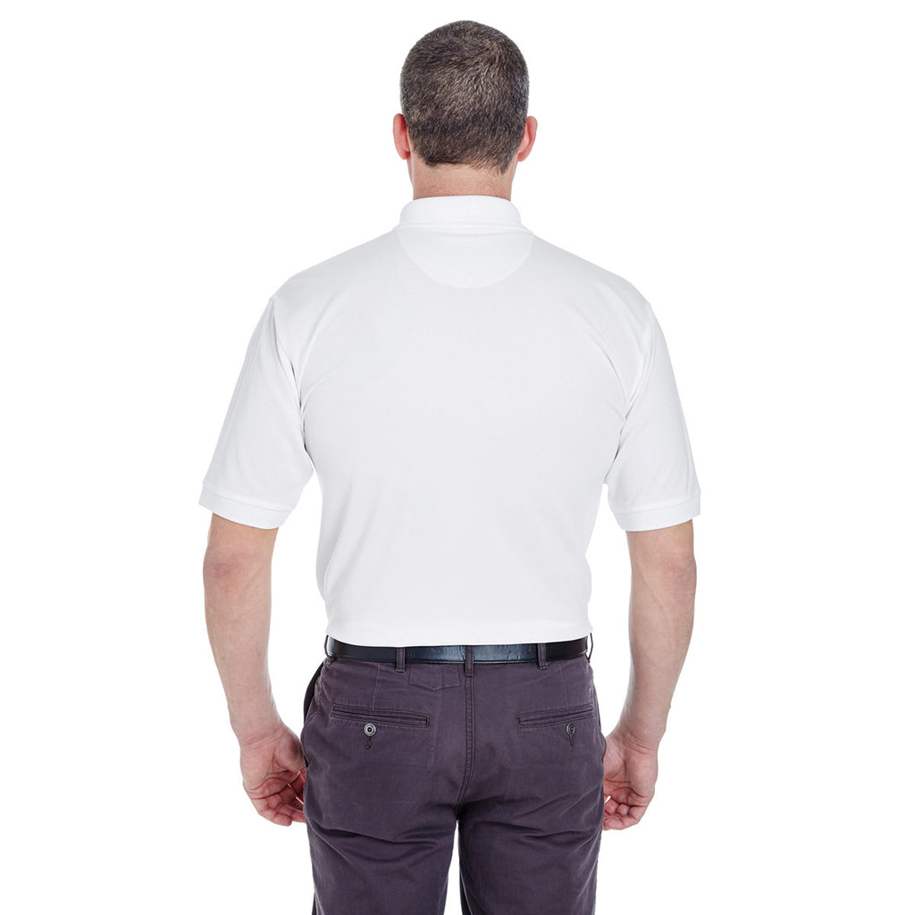 UltraClub Men's White Platinum Performance Pique Polo with TempControl Technology