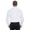 UltraClub Men's White Long-Sleeve Performance Pinpoint