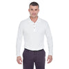 UltraClub Men's White Egyptian Interlock Long-Sleeve Polo