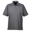 UltraClub Men's Black Heather Heathered Pique Polo