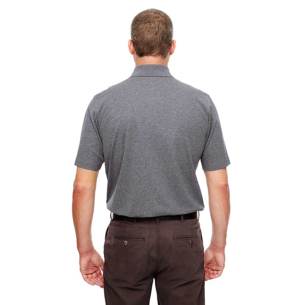 UltraClub Men's Charcoal Heather Heathered Pique Polo