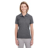 UltraClub Women's Black Heather Heathered Pique Polo