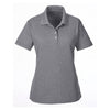 UltraClub Women's Charcoal Heather Heathered Pique Polo