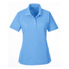 UltraClub Women's Columbia Blue Heather Heathered Pique Polo