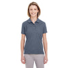 UltraClub Women's Navy Heather Heathered Pique Polo