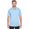 UltraClub Men's White/Columbia Blue Cavalry Twill Performance Polo