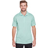 UltraClub Men's White/Jade Cavalry Twill Performance Polo