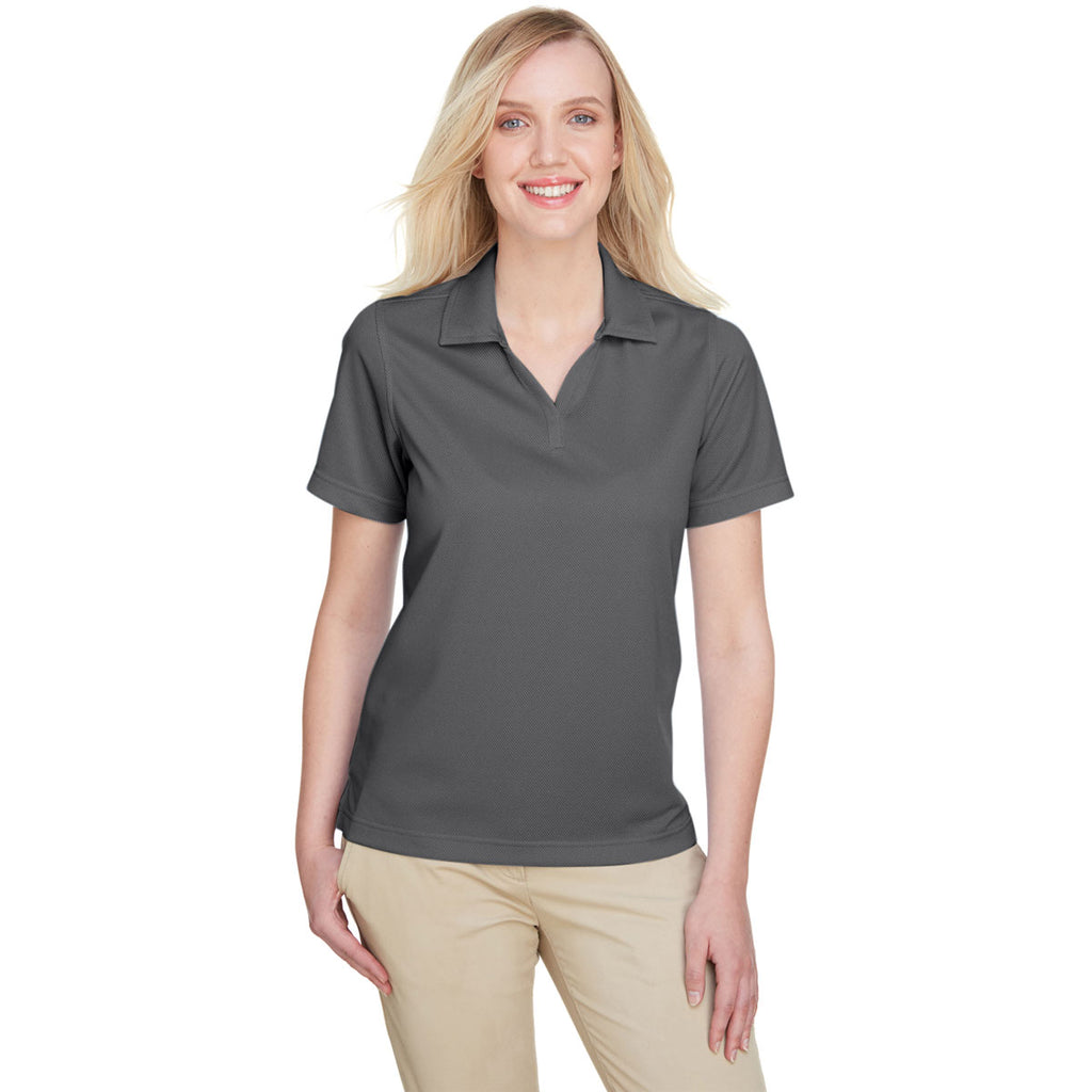 UltraClub Women's Charcoal/Black Cavalry Twill Performance Polo