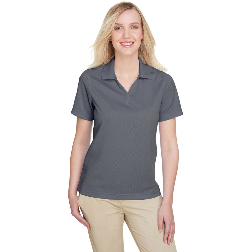 UltraClub Women's Charcoal/Navy Cavalry Twill Performance Polo