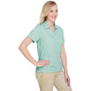 UltraClub Women's White/Jade Cavalry Twill Performance Polo