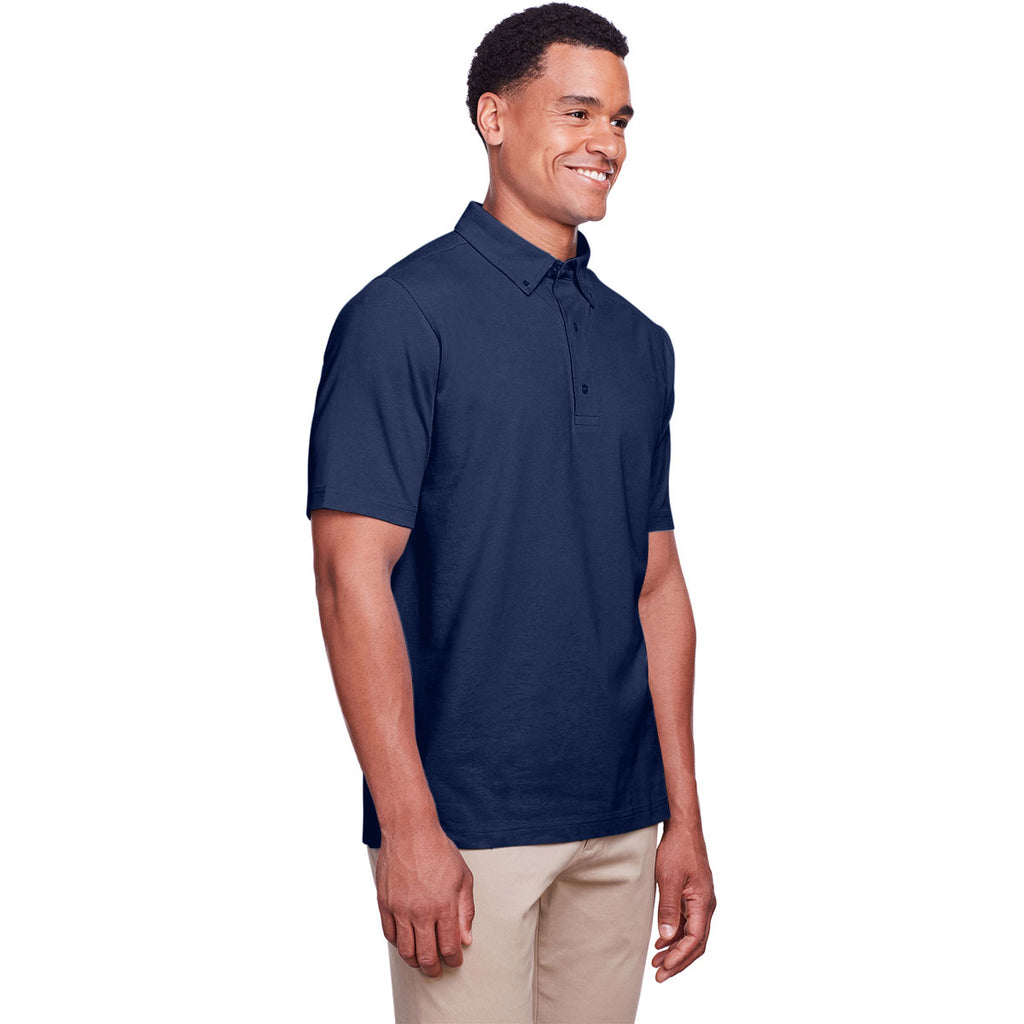 UltraClub Men's Navy Lakeshore Stretch Cotton Performance Polo