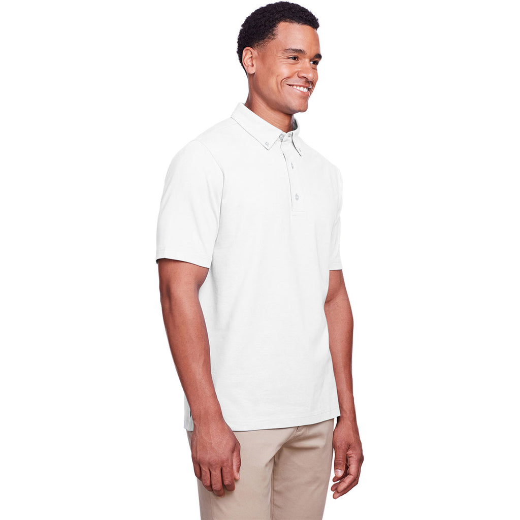 UltraClub Men's White Lakeshore Stretch Cotton Performance Polo