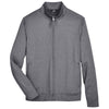 UltraClub Men's Charcoal Heather Navigator Heather Performance Full-Zip