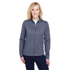 UltraClub Women's Navy Heather Navigation Heather Performance Full-Zip