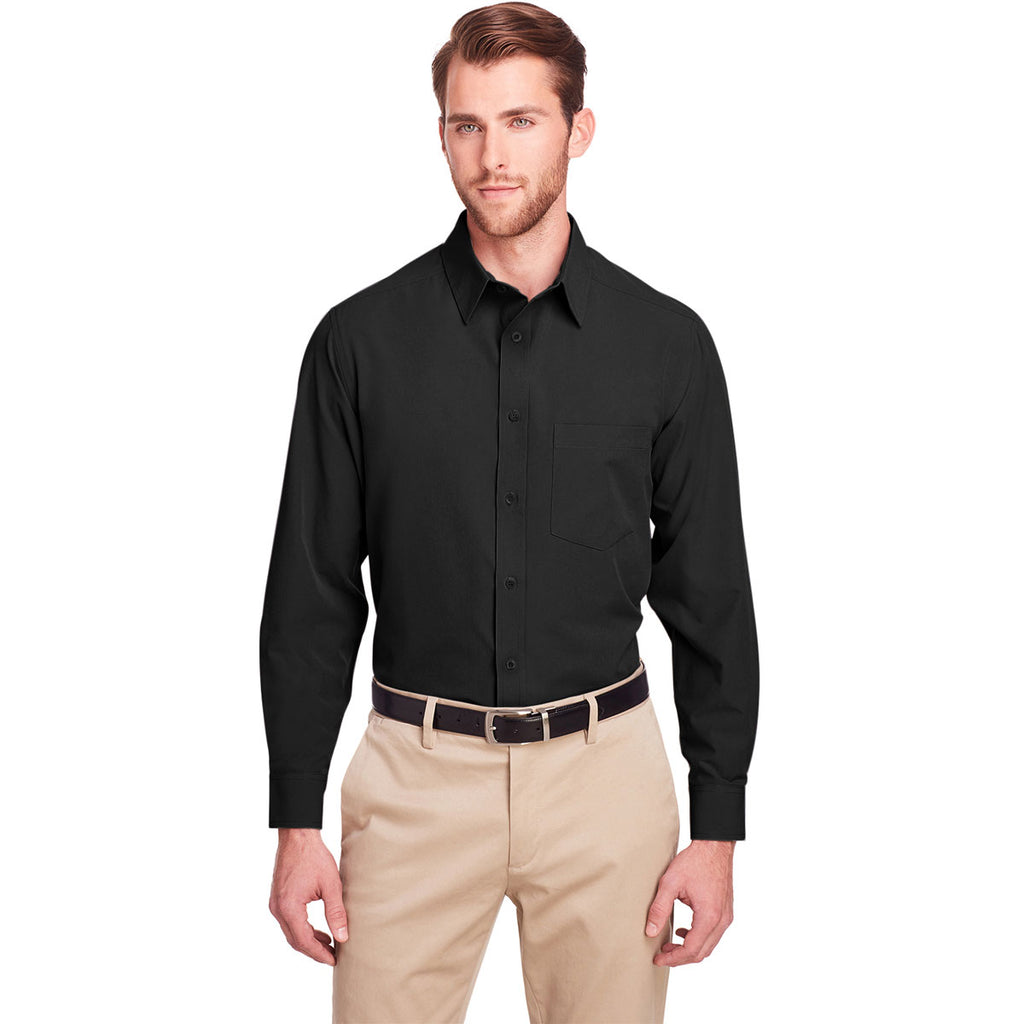 UltraClub Men's Black Bradley Performance Woven Shirt