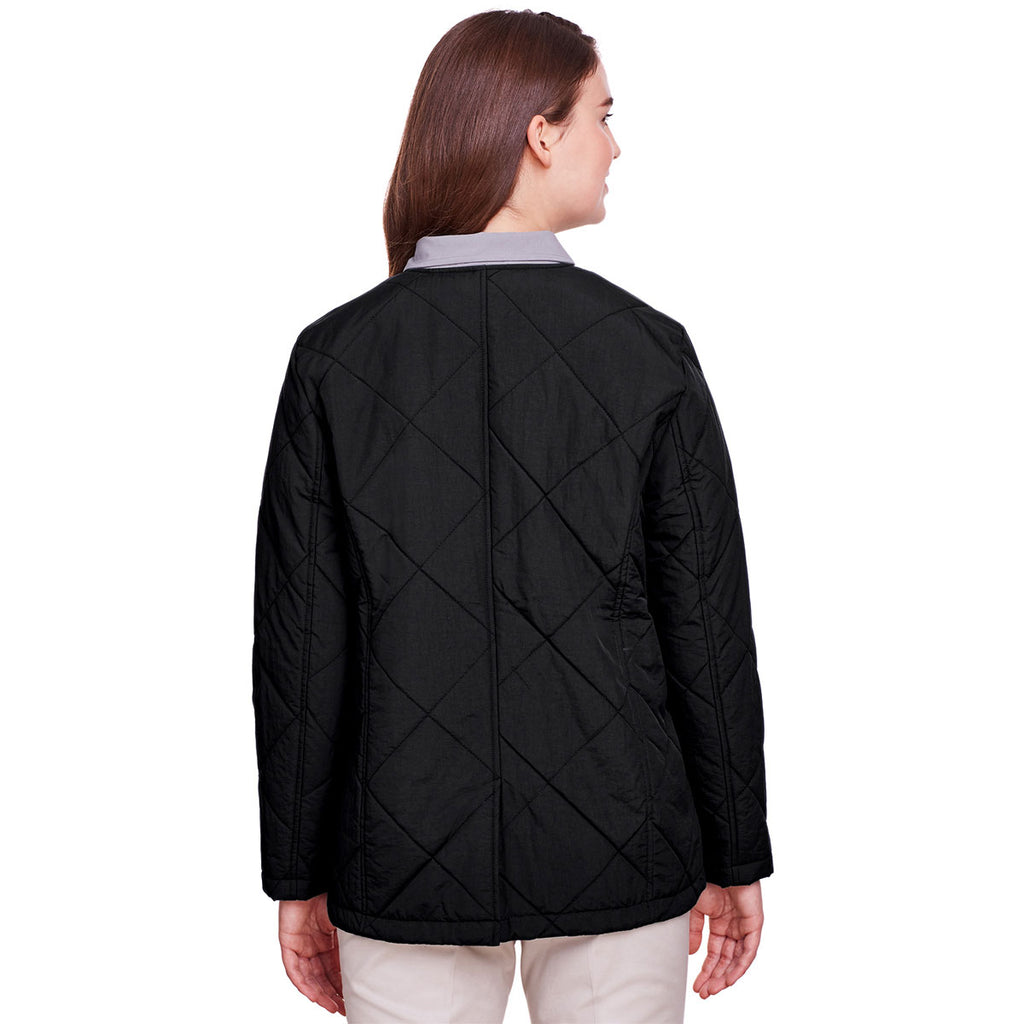 UltraClub Women's Black Dawson Quilted Hacking Jacket