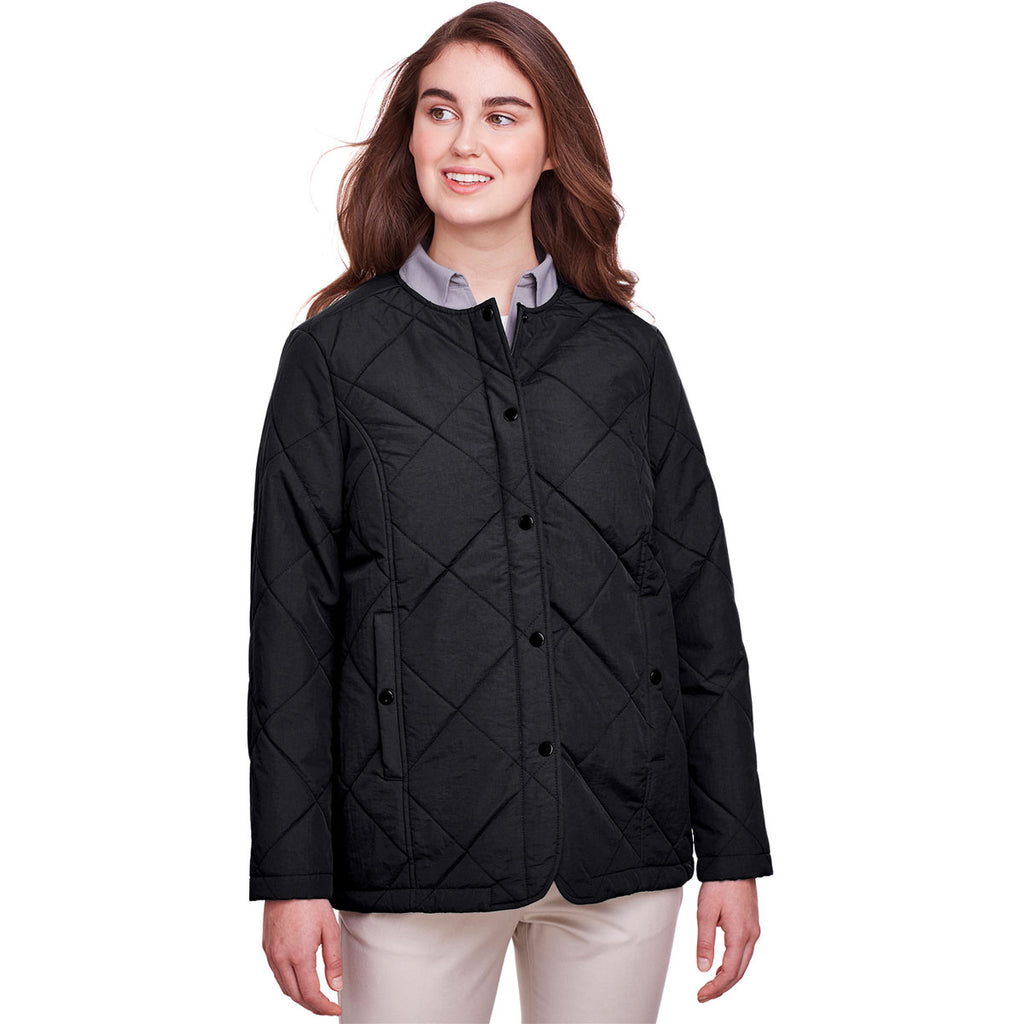 UltraClub Women's Black Dawson Quilted Hacking Jacket