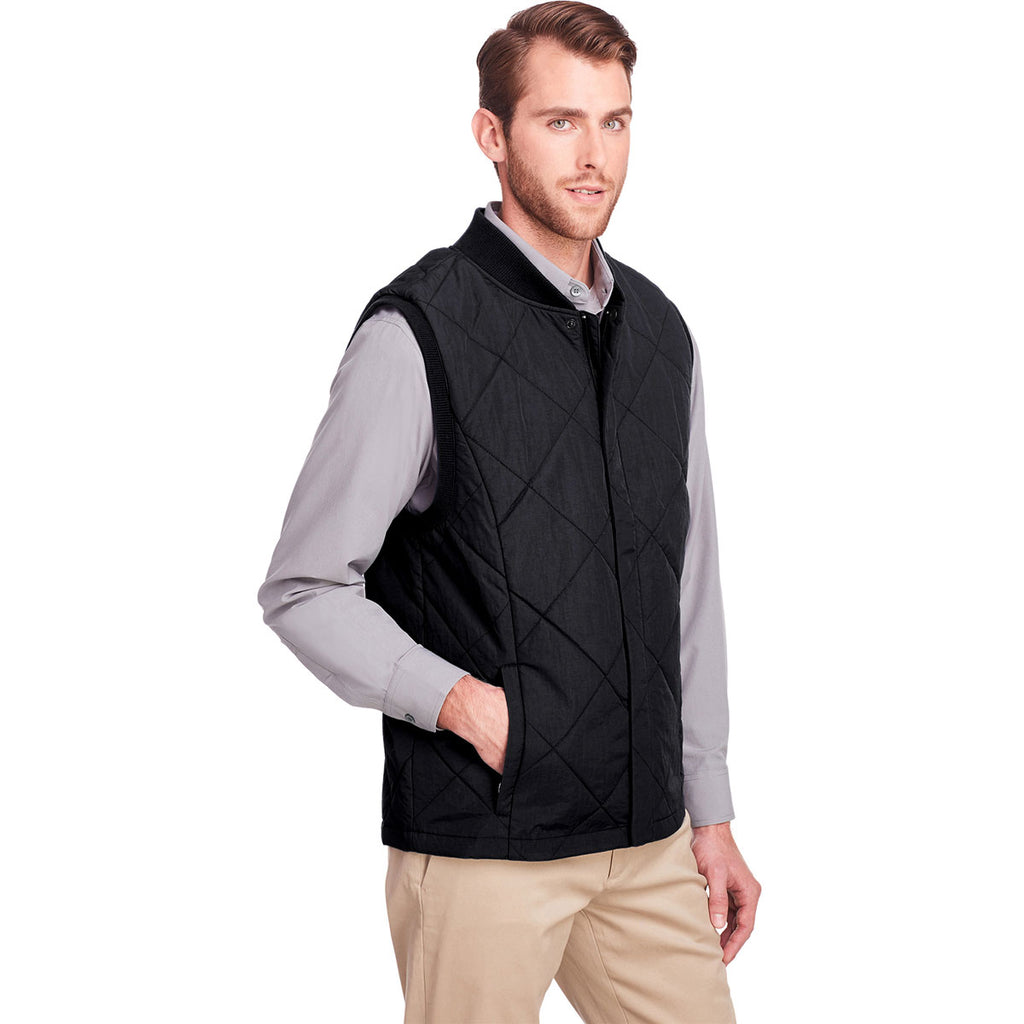 UltraClub Men's Black Dawson Quilted Hacking Vest