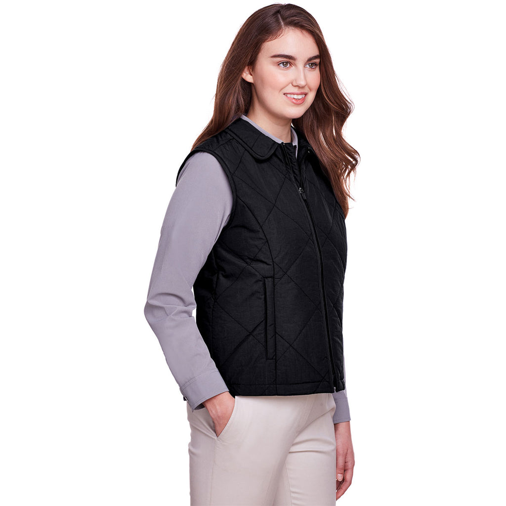 UltraClub Women's Black Dawson Quilted Hacking Vest