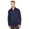 UltraClub Men's Navy Coastal Pique Fleece Quarter-Zip