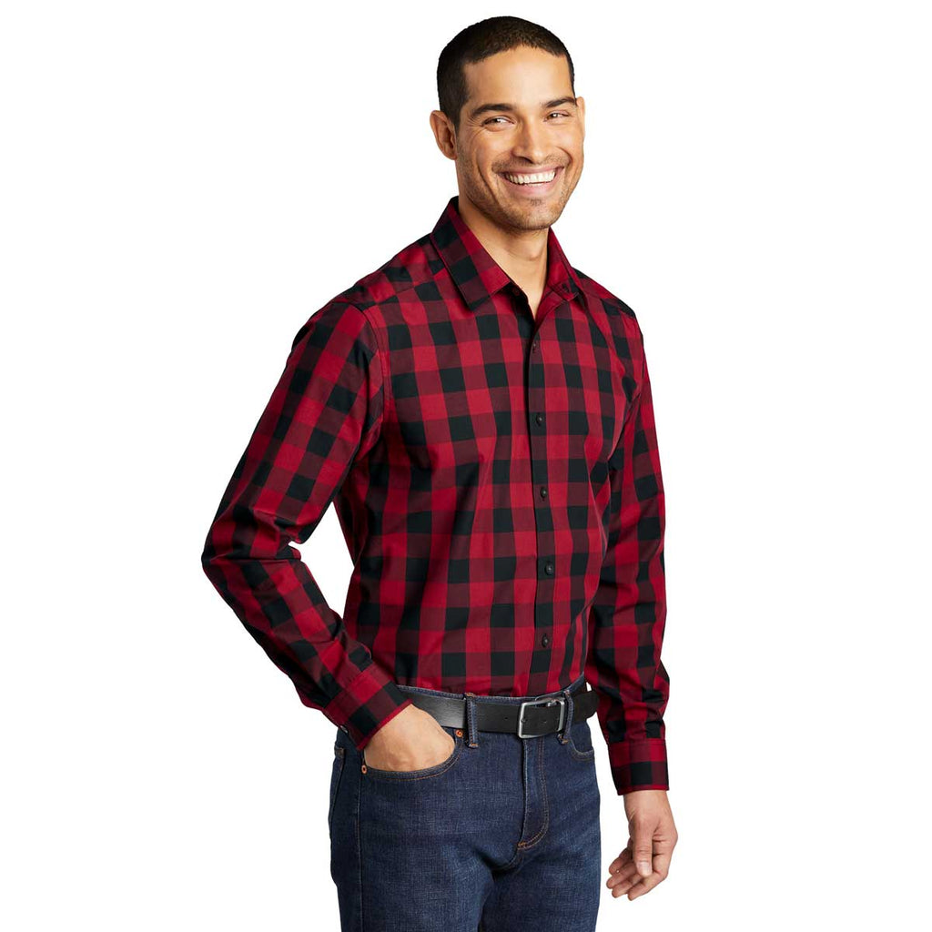 Port Authority Men's Rich Red Everyday Plaid Shirt