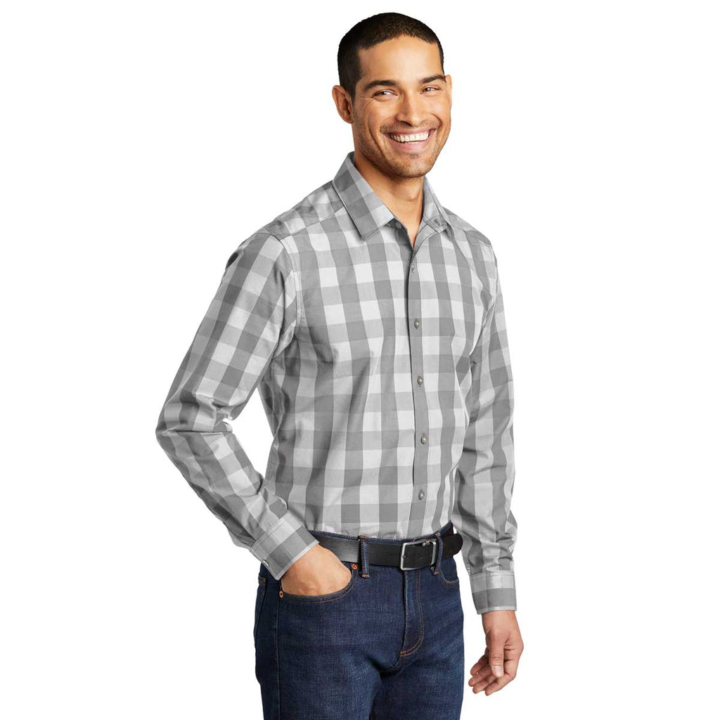 Port Authority Men's Shadow Grey Everyday Plaid Shirt