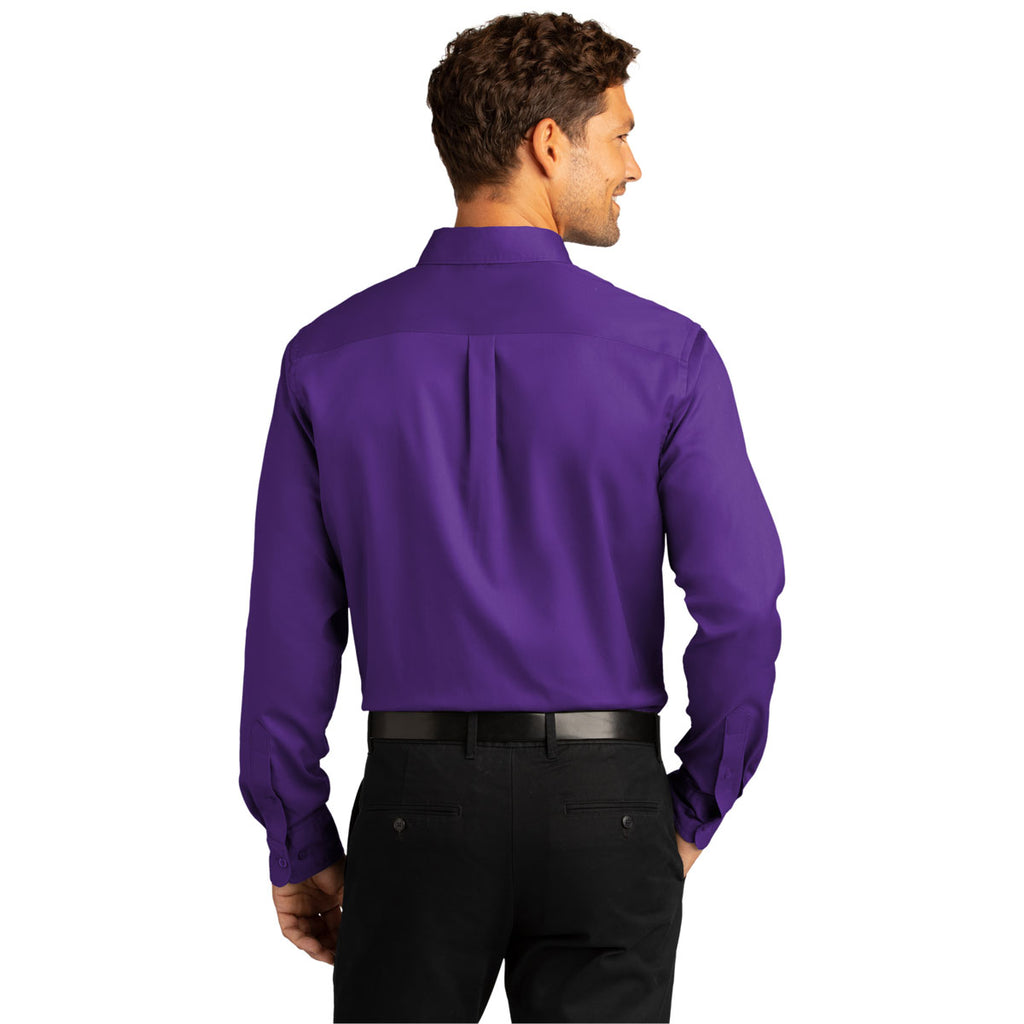 Port Authority Men's Purple Long Sleeve SuperPro React Twill Shirt