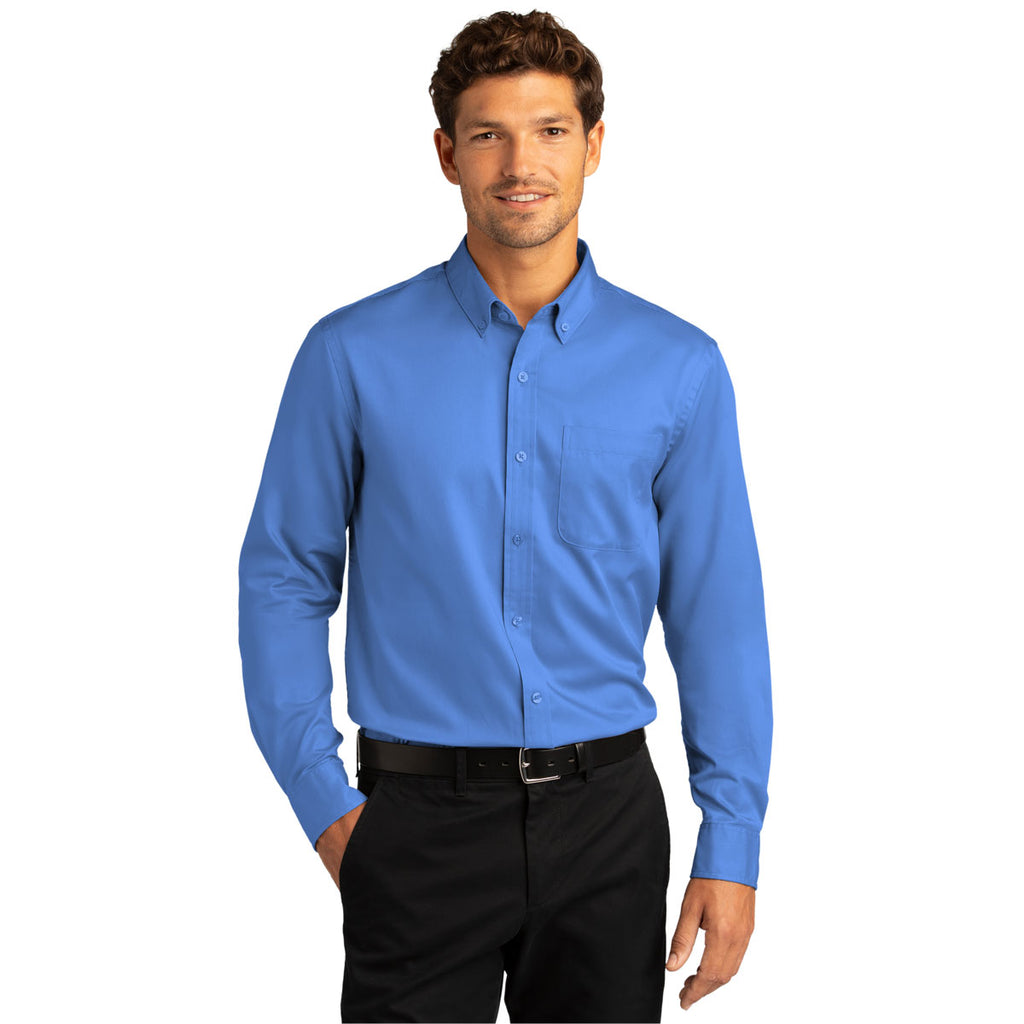 Port Authority Men's Ultramarine Blue Long Sleeve SuperPro React Twill Shirt