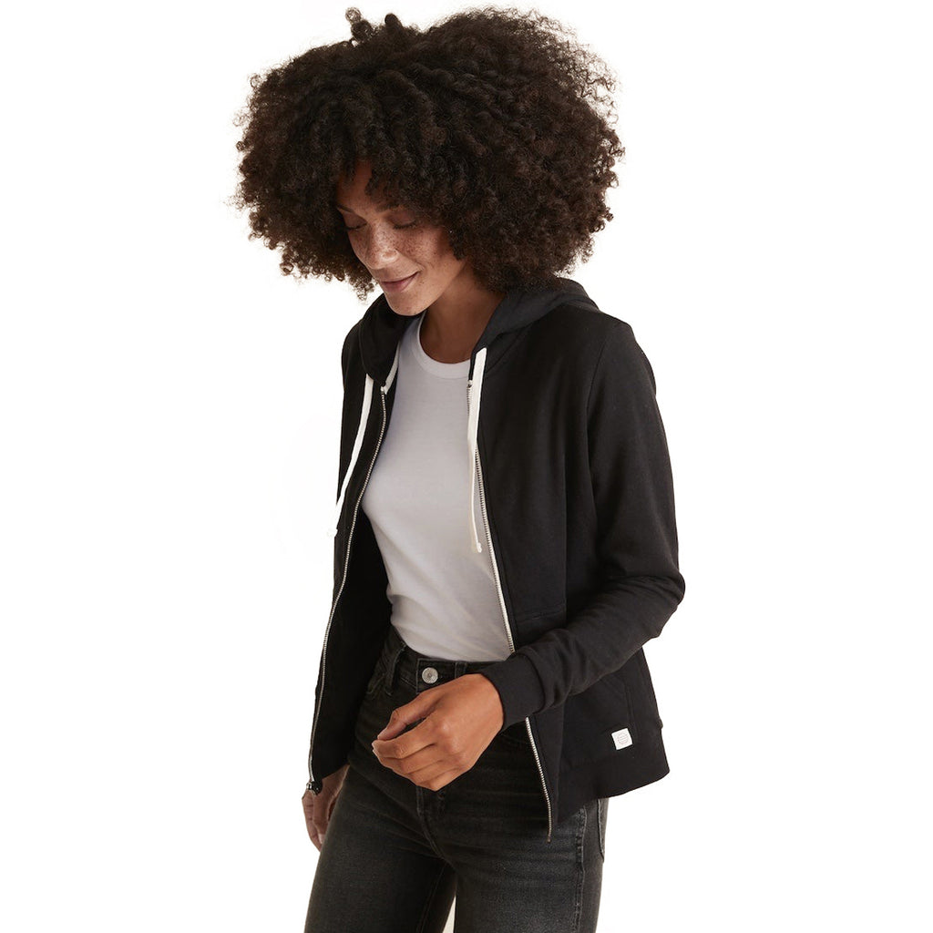 Marine Layer Women's Black/Black Signature Lined Zip Hoodie