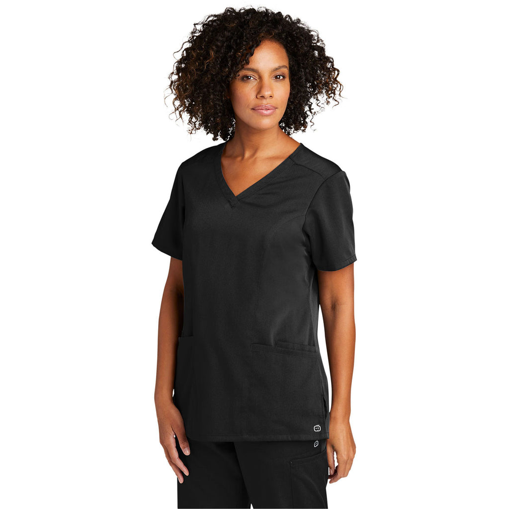 WonderWink Women's Black Premiere Flex V-Neck Top