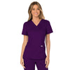 Cherokee Women's Eggplant Workwear Revolution Mock Wrap Top