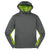 Sport-Tek Youth Dark Smoke Grey/Lime Shock Sport-Wick CamoHex Fleece Colorblock Hooded Pullover